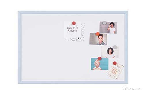 Bi Office Magnetisk vit tavla, torr raderbar, träram ljusblå pastell MDF, 40 x 30 cm 5603750059721