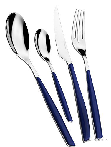 BUGATTI, Glamour, 24 delars Bestickset i rostfritt stål 18/10 och handtag Blue Night. för 6 personer bestående av skedar, gafflar, knivar kaffeskedar 8020178883337