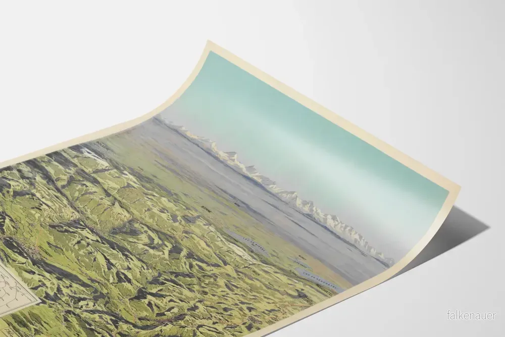 Vintageposter från Jura Bernois-regionen - Dekorativ panoramisk karta - Bild 3