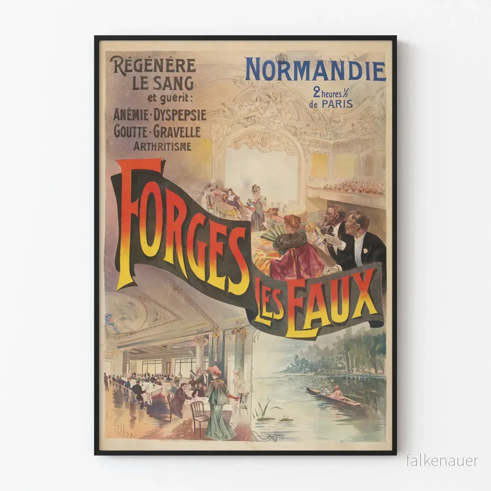 Gammal poster Normandie Forges les Eaux Art déco vintage Gammal poster Normandie Forges les Eaux Art déco vintage