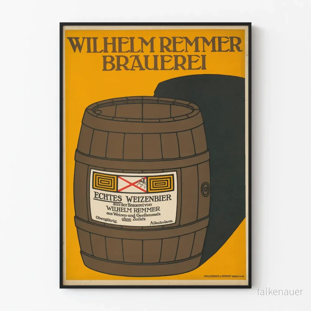 Vintageposter Wilhelm Remmer Brauerei – Väggdekoration Öl Fat Vintageposter Wilhelm Remmer Brauerei – Väggdekoration Öl Fat