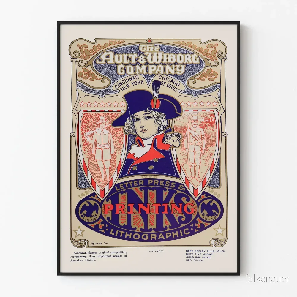 Vintage reklamposter Ault & Wiborg - Retro väggdekoration