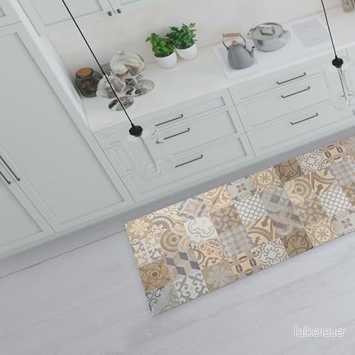 CREARREDA Köksmatta 120 x 50 cm Cementine Orange Vinyl Halkfri och Tvättbar Kitchmatta, 100% tillverkad i Italien, 83521 8014093835212