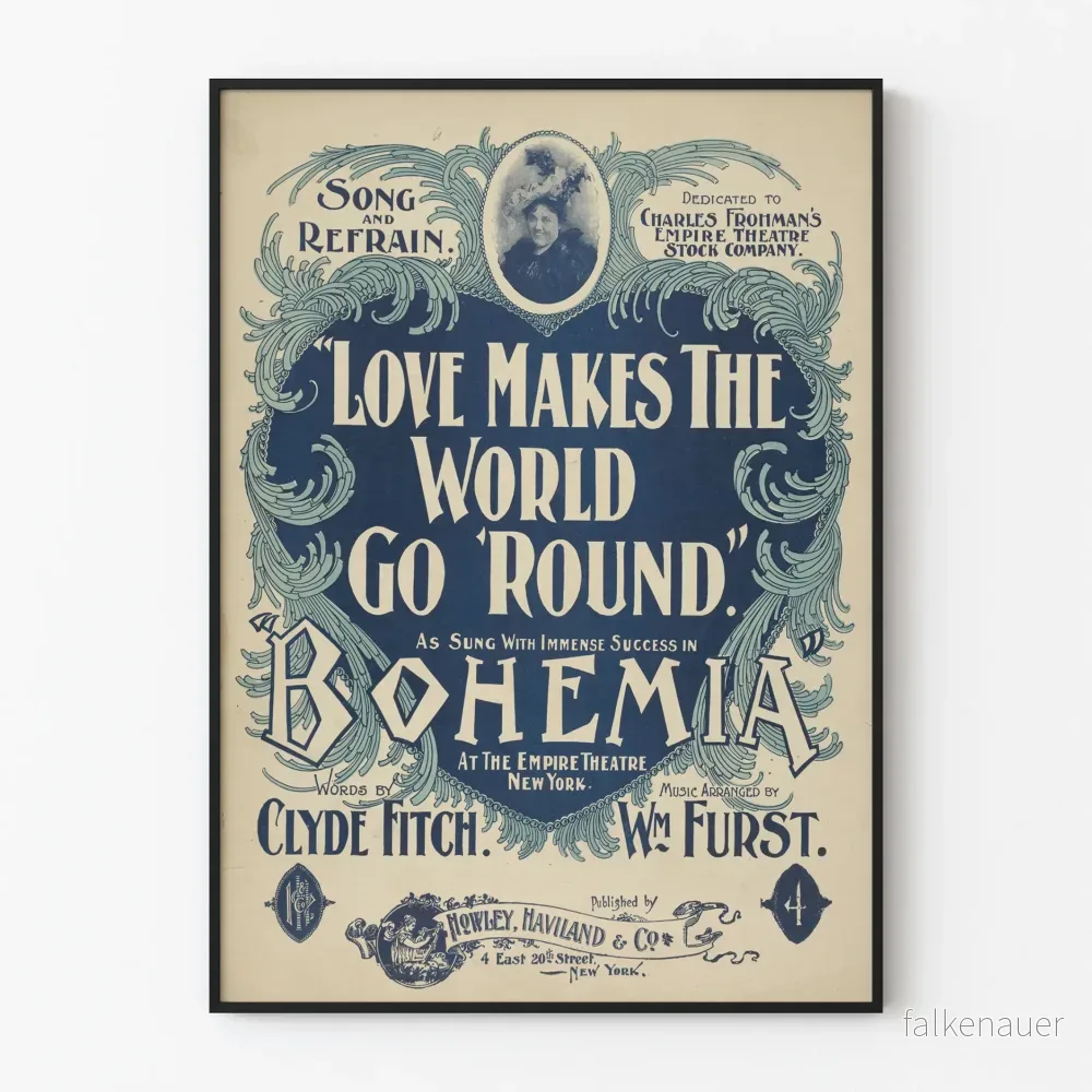 Vintage musikkposter Love Makes The World Go 'Round - Retro väggdekoration
