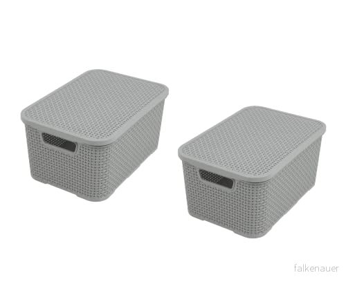 BranQ Home Essential lockkorg i rotting design uppsättning av 2 storlekar L 19 l, BPA fri plast PP, ljusgrå 5901098413060