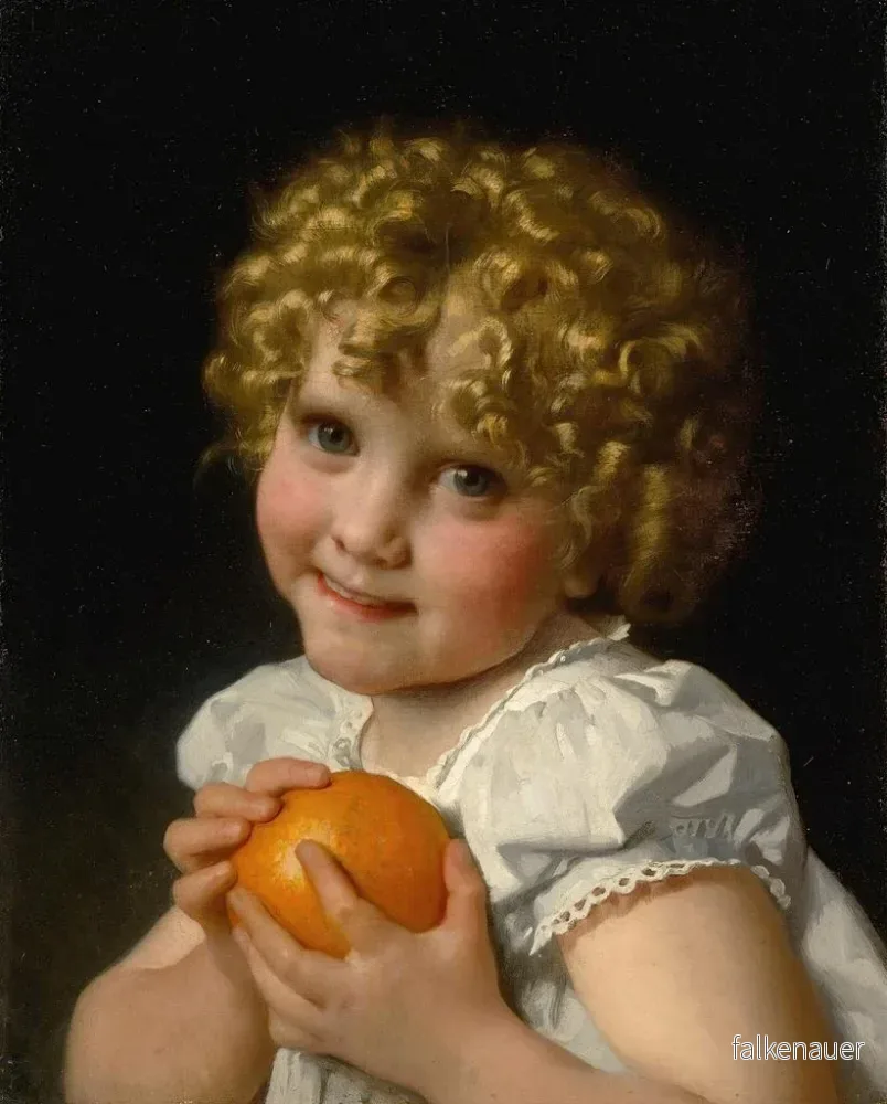 Målning Fillette à l'orange - Léon Jean - Basile Perrault | Konsttryck - Bild 2
