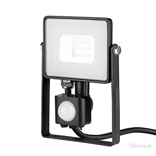 V TAC VT 10 S 10W SMD Pir Sensor Strålkastare Med Samsung Chip Varm Vit 3000K Svart Kropp Grå Glas 3800157630924