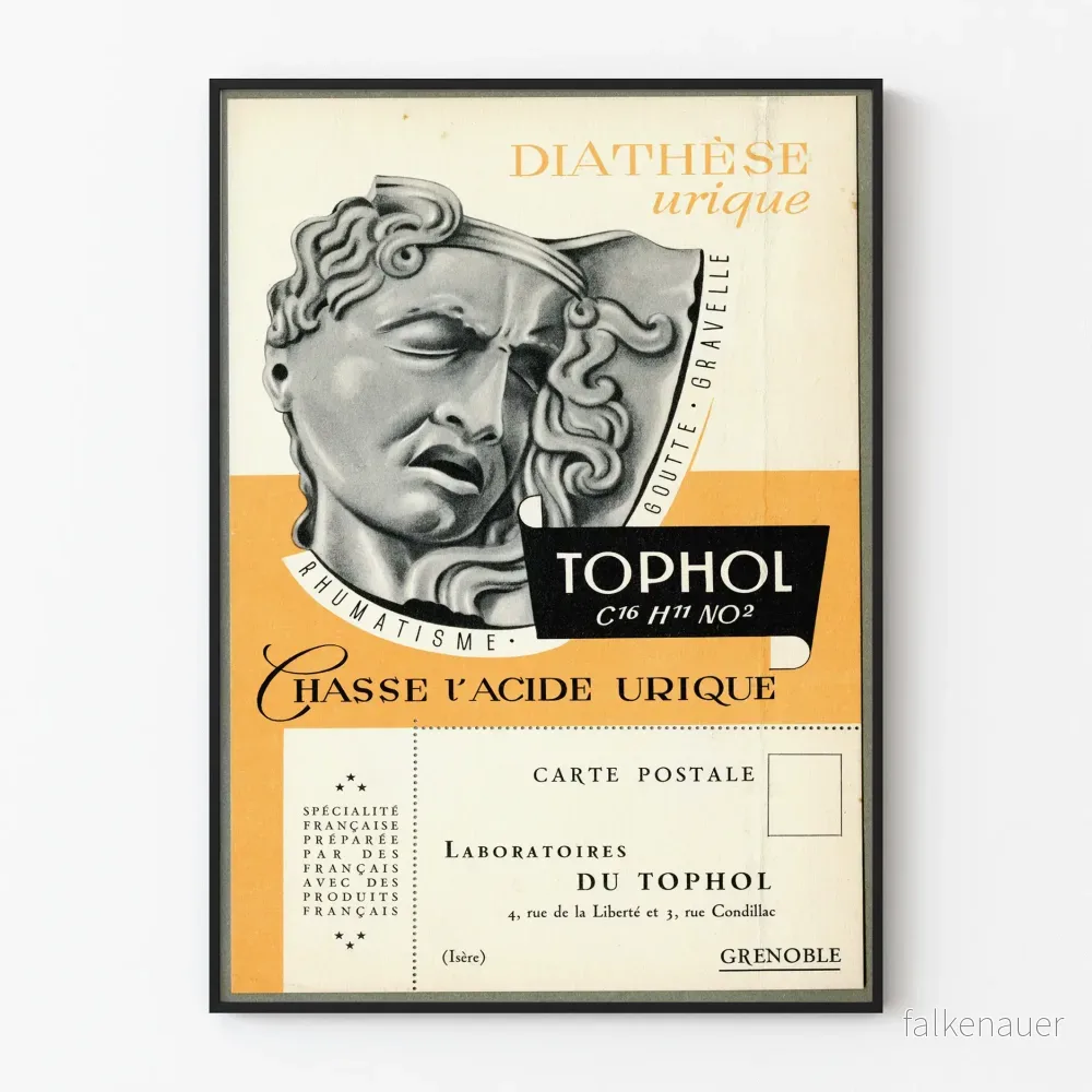 Vintage poster för väggdekoration Tophol Acide Urique