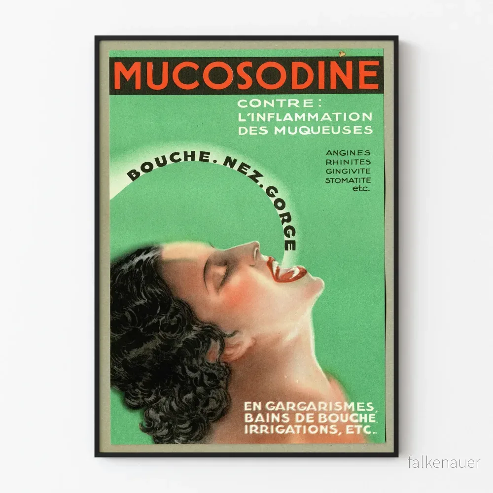 Vintageposter Mucosodine - Retro medicinsk väggdekoration