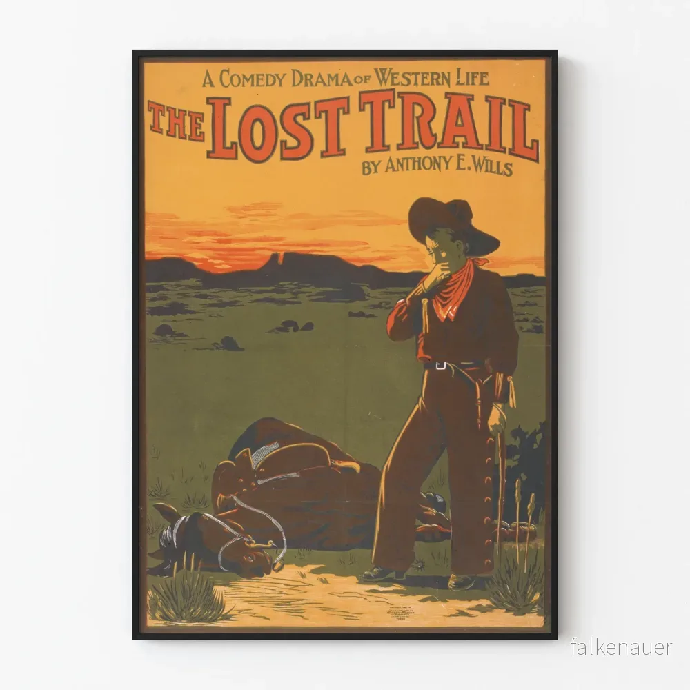 Vintageposter The Lost Trail västern av Anthony E. Wills
