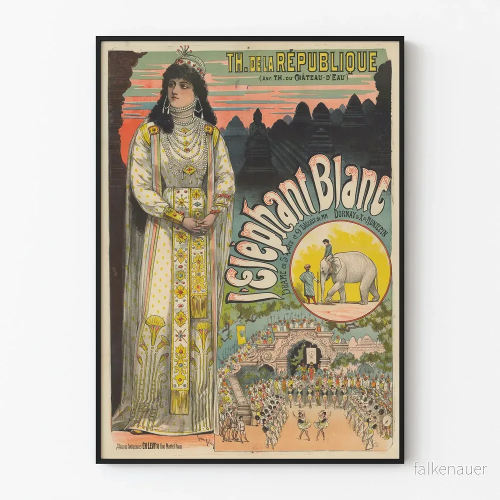 Vintage teaterposter L'Eléphant Blanc - Äkta väggdekoration
