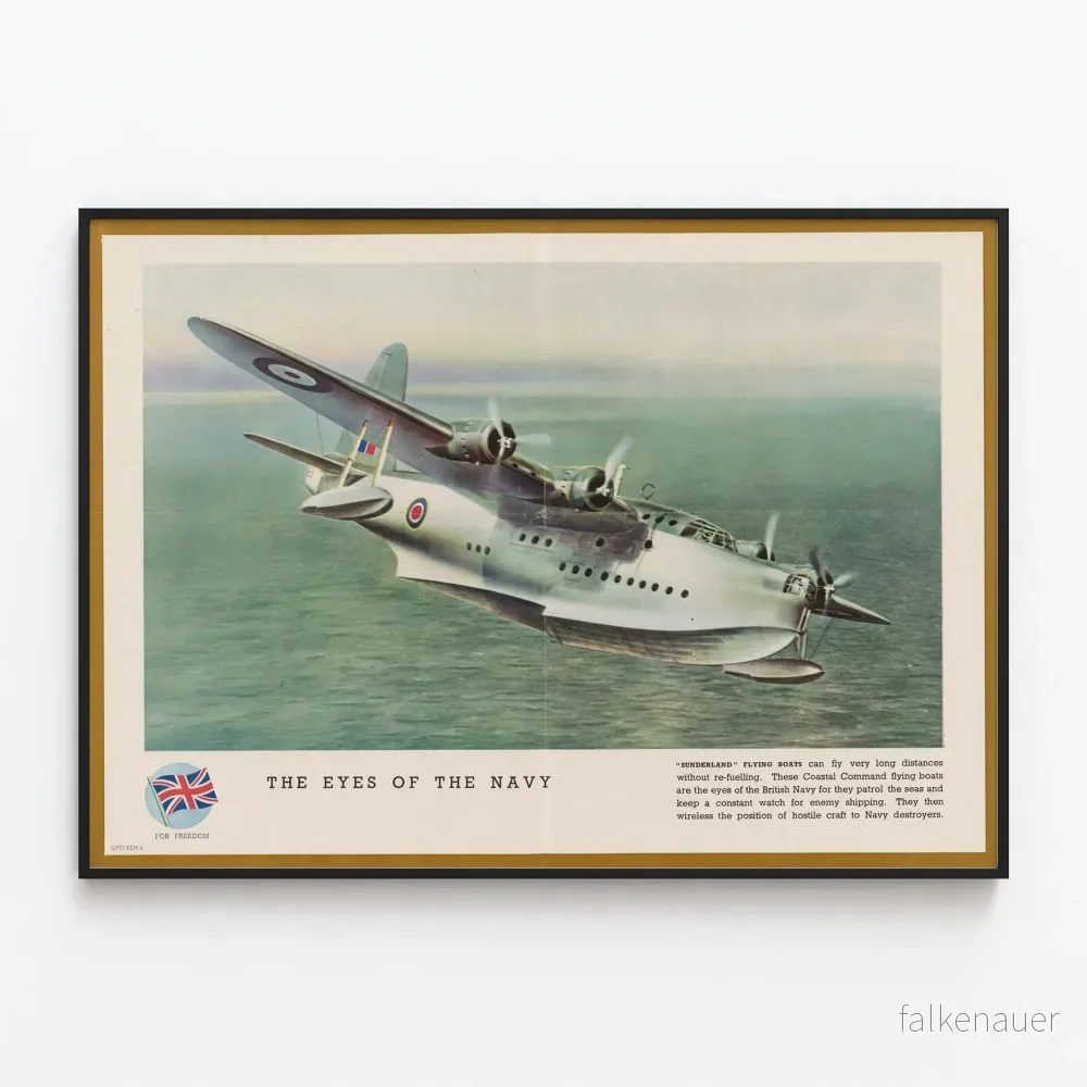 Vintageaffisch Sunderland Flygplan - Marinkårens Ögon
