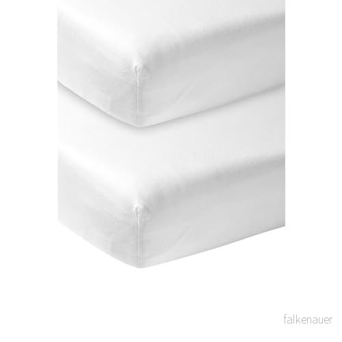 Meyco Baby Uni underlakan 2 pack till spjälsängen (underlakan i mjuk jerseykvalitet, tillverkad av 100% bomull, perfekt passform tack vare elastisk dragsko runt om, andas, mått: 60 x 120 cm), vit 4054703642001