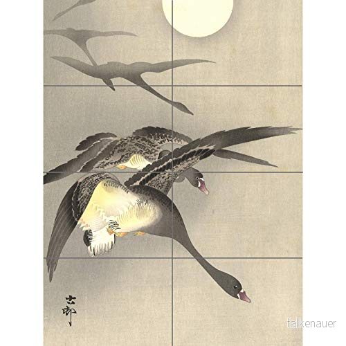 Artery8 Ohara Koson gäss vid fullmåne japansk målning XL gigantisk panel affisch (8 sektioner) 5059360893062