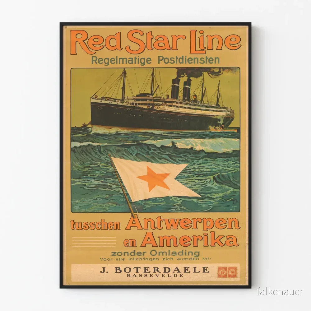 Vintageposter Red Star Line – Färd Antwerpen-Amerika Vintageposter Red Star Line – Färd Antwerpen-Amerika