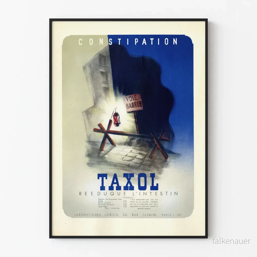 Vintage affisch för medicinsk dekoration Taxol förstoppning