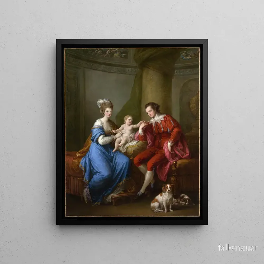 Målning Edward Smith Stanley, tolfte earl av Derby, med sin första fru, Lady Elizabeth Hamilton, och deras son Edward Smith Stanley - Angelica Kauffman