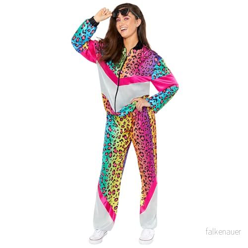 amscan 9919055 unisex 1980 tals neon djurtryck skaldräkt vuxna maskeraddräkt (bröststorlek: 117 cm) 194099149877