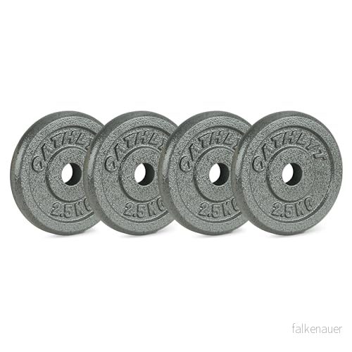 Athlyt 2,5 cm gjutjärn viktplattor, 4 x kg, svart 5060753998592