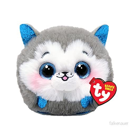 Ty Beanie Balls Slush The Husky med glitterblå ögon, mjuka och runda plyschdjur att samla 8 cm T42539 8421425396