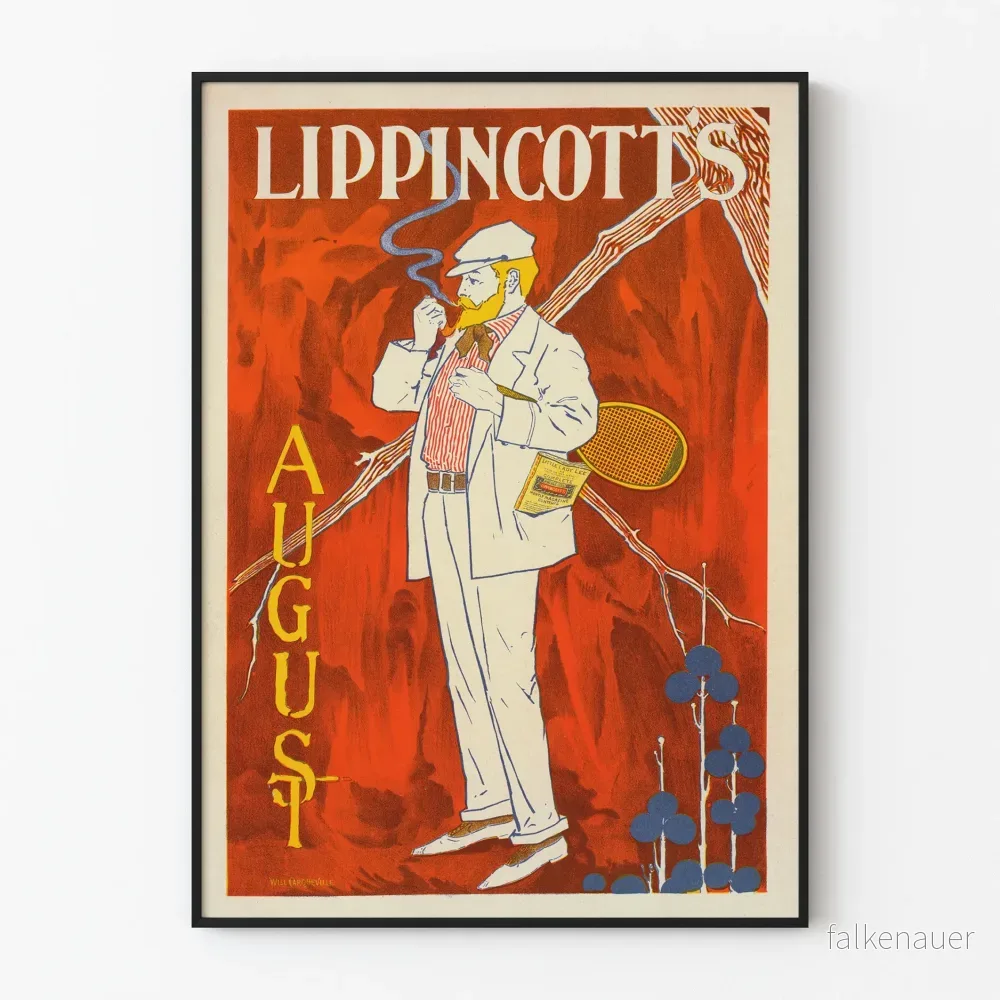 Vintageposter Lippincott’s augusti – Retro väggdekoration