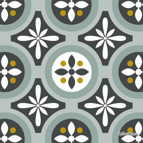 Draeger Paris kakelklistermärken 15 x cm vattengrönt blommönster 3045677591700