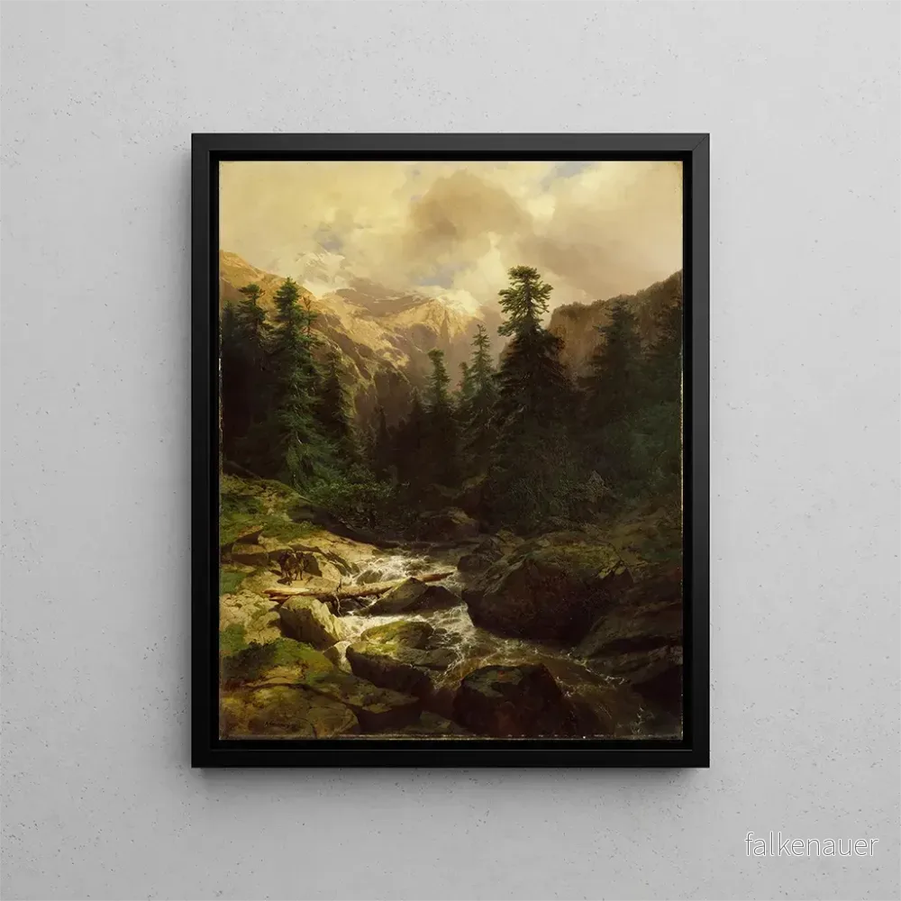 Målning Souvenir de Rosenlaui Schweiz - Alexandre Calame | Konsttryck