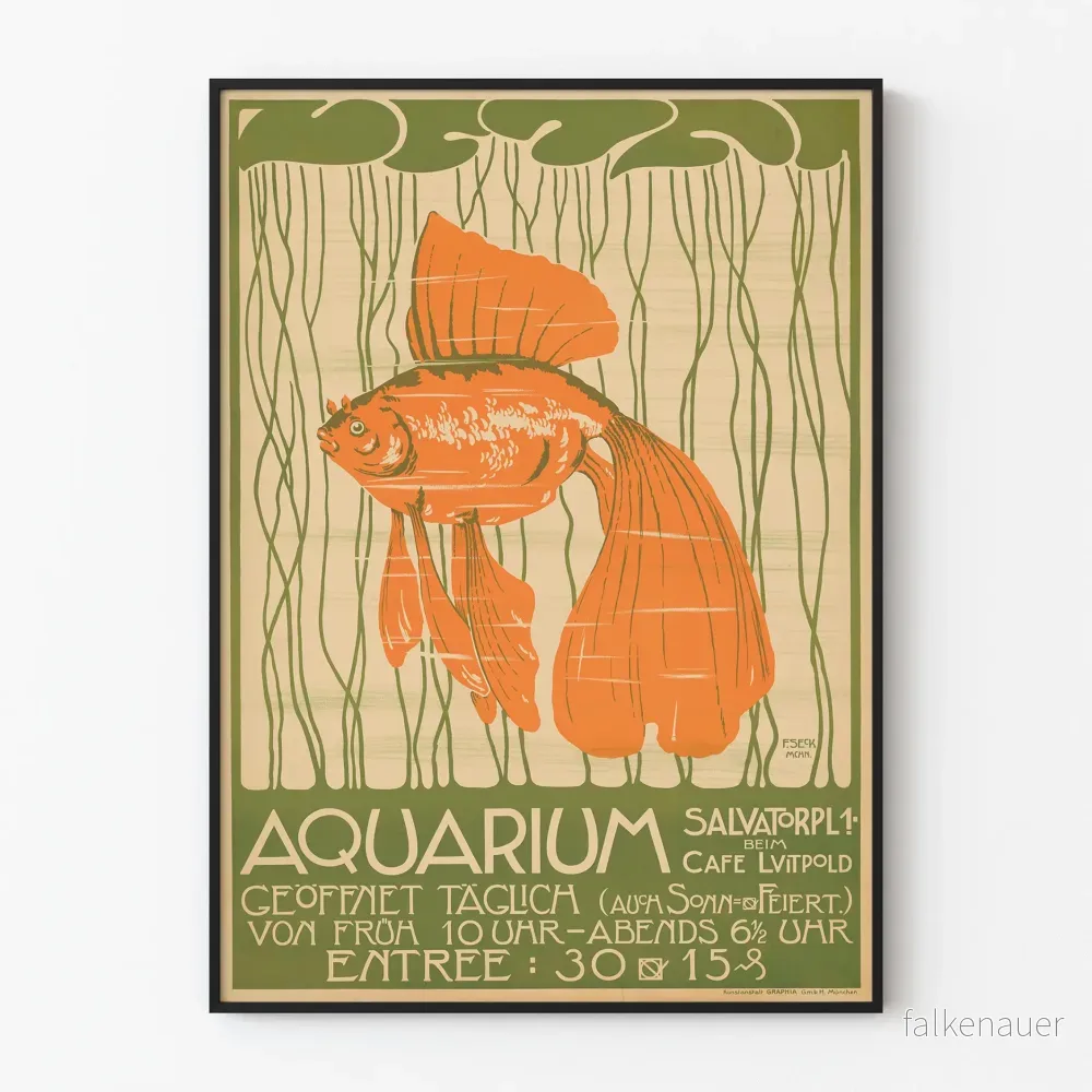 Vintageposter av akvarium Salvatorplatz för dekorativt bruk