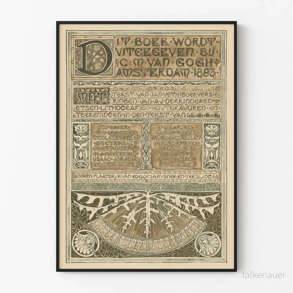 Vintage holländsk poster från 1893, konstnärlig väggdekoration för dekorativ väggkonst