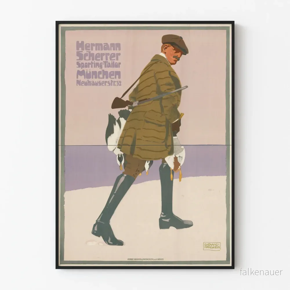 Vintageposter Hermann Scherrer Sporting Tailor München dekorativ