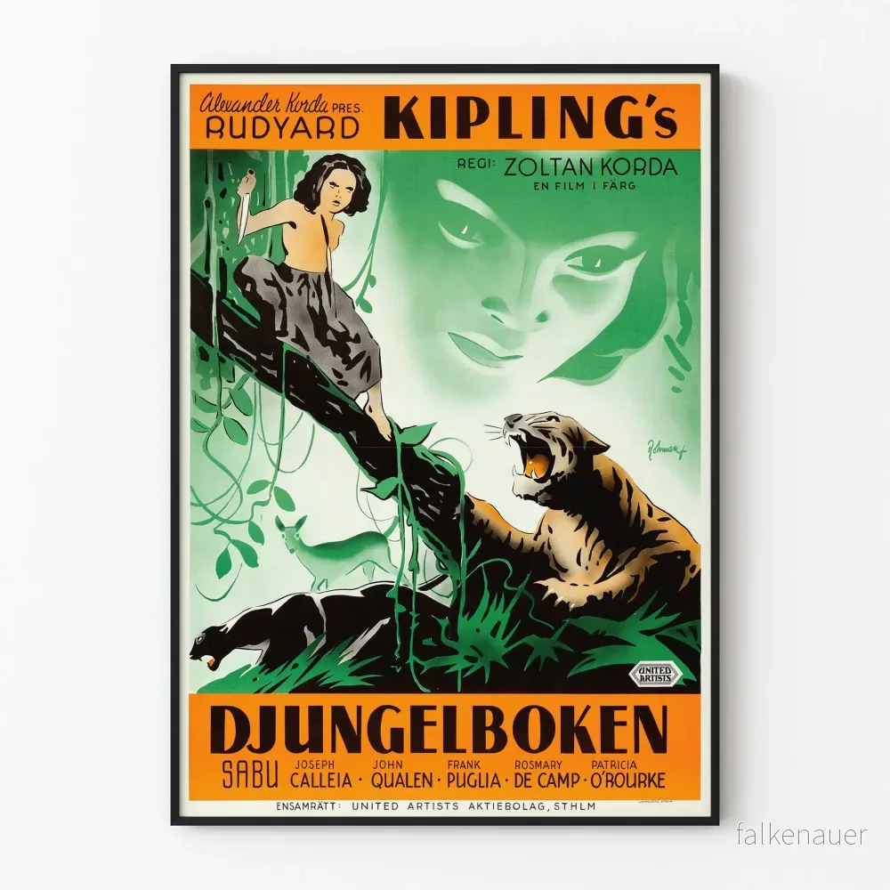 Vintageposter av Djungelboken - Djungelboken - retro filmväggdekoration