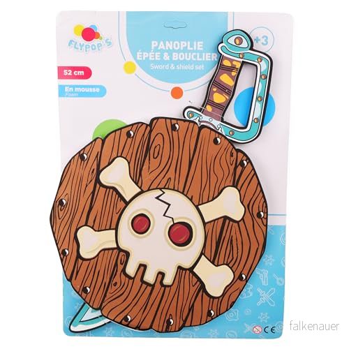 FLYPOP'S piratset förklädnadstillbehör 187505 brun skum kapten krok barnleksak karneval kostym rödhårig skägg jack sparow 53 cm från 3 år 3301041875051