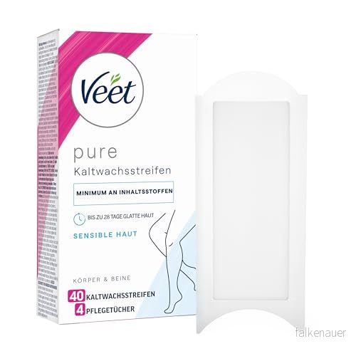 Veet Kallvaxremsor med Easy Gelwax Technology lämplig för känslig hud användning ben och kropp 20 dubbla remsor = 40 enkelremsor 4002448136880