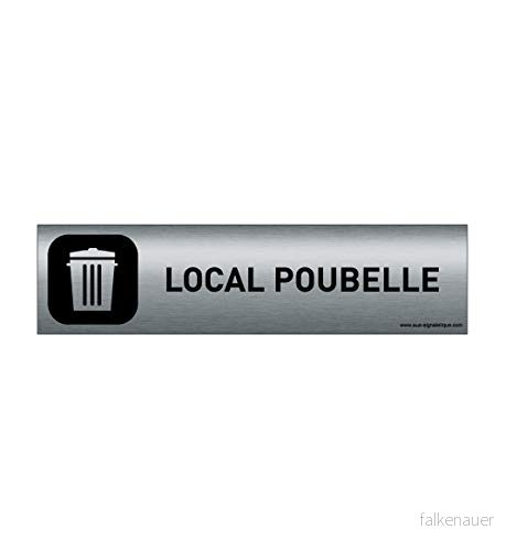 AUA SIGNALETIQUE tryckt aluminiumskylt AluSign DARK 200 x 50 mm dubbelsidig självhäftande på baksidan (Local papperskorgen) 3666180036979