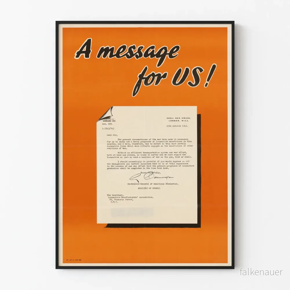 Vintageposter Ett meddelande till USA - Retro väggdekoration i orange färg