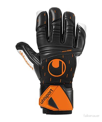 uhlsport Speed Contact Supersoft HN halvnegativ målvaktshandskar fotboll svart/vit/fluo orange storlek 11 4051309953142
