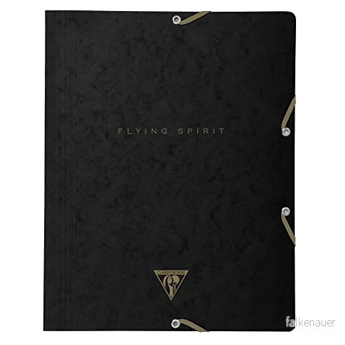Clairefontaine 102514C samlarmapp Flying Spirit, med 3 fällningar, för DIN A4, 24 x 32 cm, kuvert av kartong, 1 st, svart sorterade mönster 3329681025148