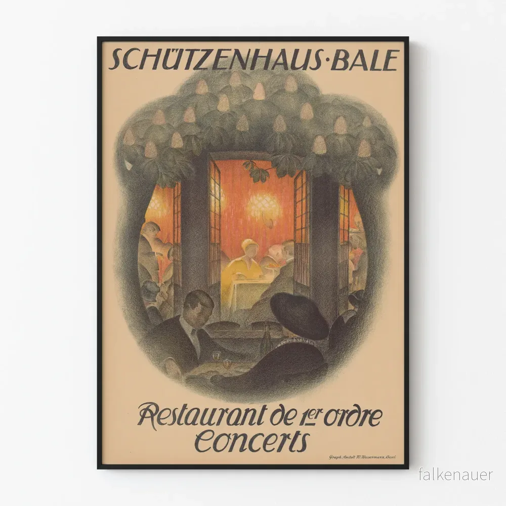Vintageposter Schützenhaus Bale – Restaurang och konserter