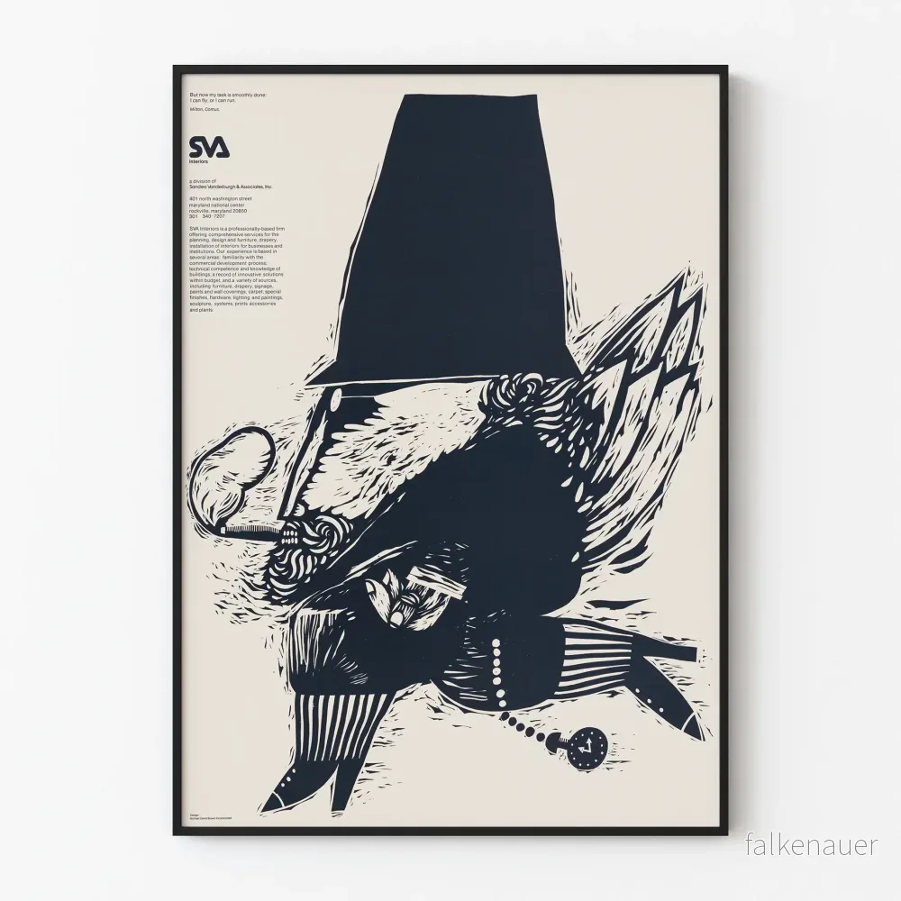 Vintageillustration i svartvitt för väggdekoration