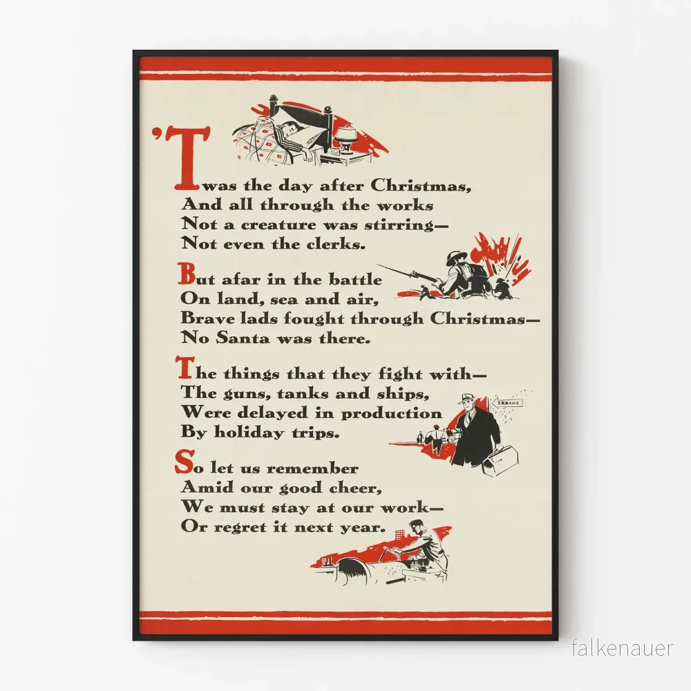 Vintageposter 'Twas the Day After Christmas' - Retro väggdekoration