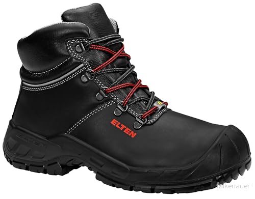 ELTEN Säkerhetsskor RENZO XXW Mid ESD S3, kvinnor och män, läder, stålhätta, lätt, robust, svart, storlek: 37 4030839257166