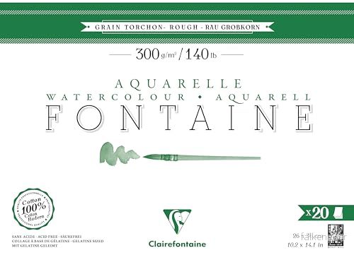 Bloc Fontaine Grain Torchon 26x36cm 20 feuilles Collé 4 côtés 300g 3329689755078