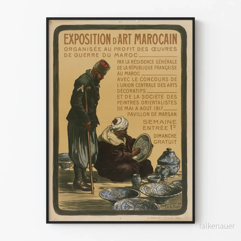 Vintageposter från den marockanska konstutställningen 1917, väggdekoration