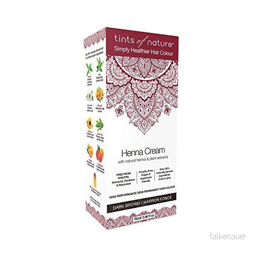 Tints of Nature dark brown semi permanent henna cream hair color, ammonia free and 95% natural, 70 ml 704326425096