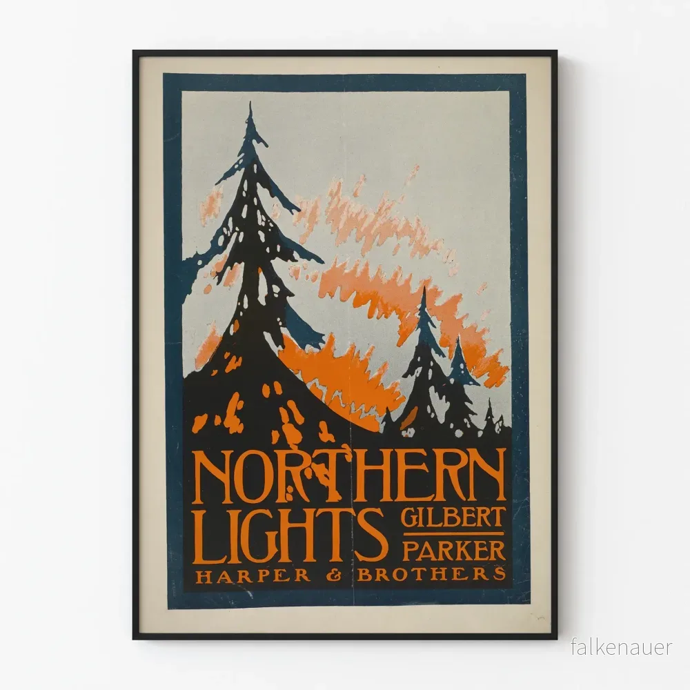 Dekorativ poster av norrsken - Vintage naturstil