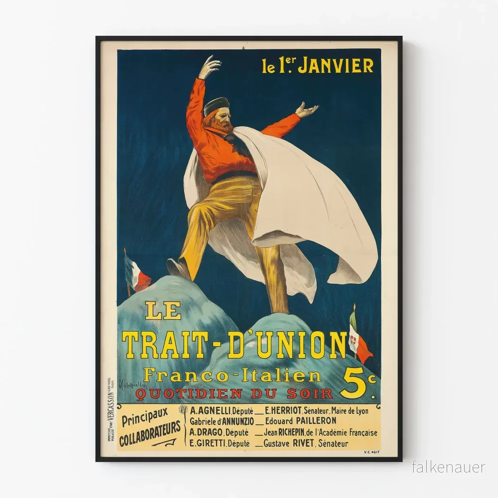 Vintageposter Le Trait d'Union Franco-Italien