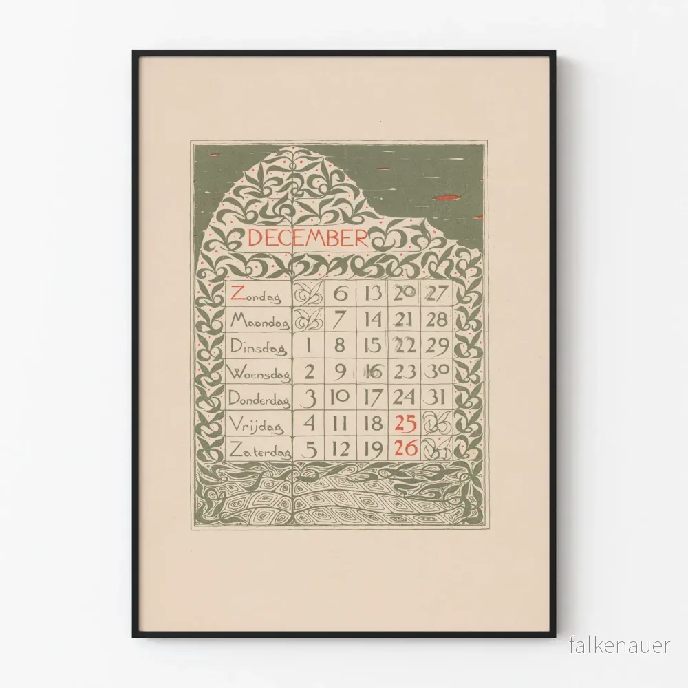 Dekorativ kalenderposter december vintage 1896 Dekorativ kalenderposter december vintage 1896