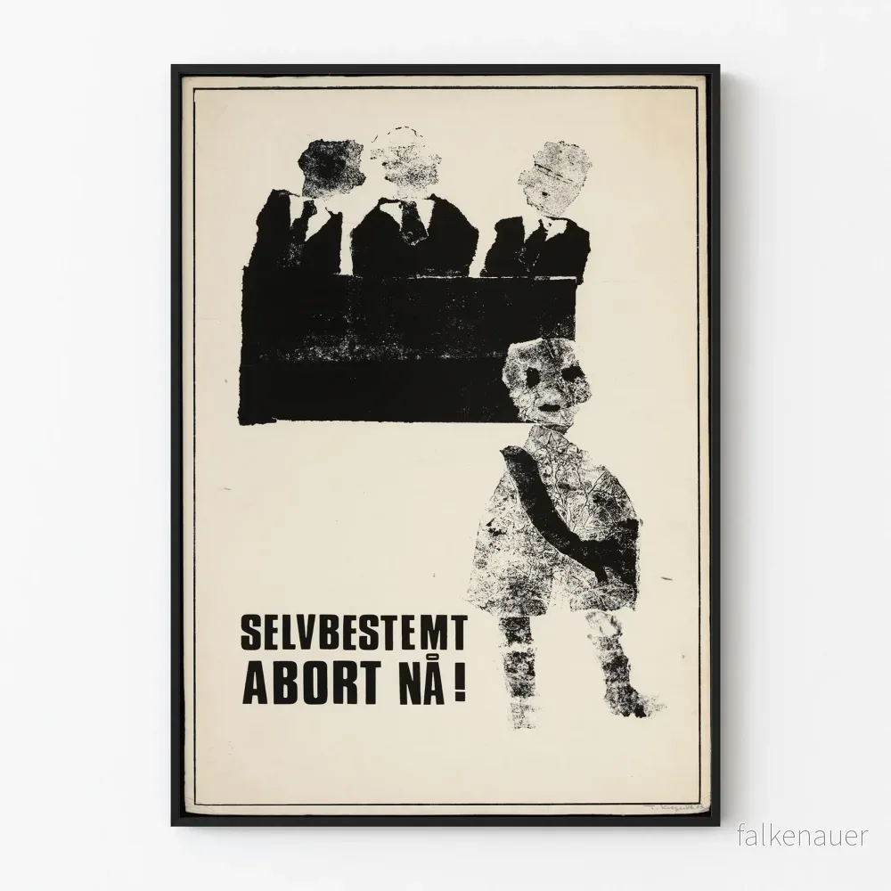 Vintage svartvit poster - SELVBESTÄMT ABORT NEJ!
