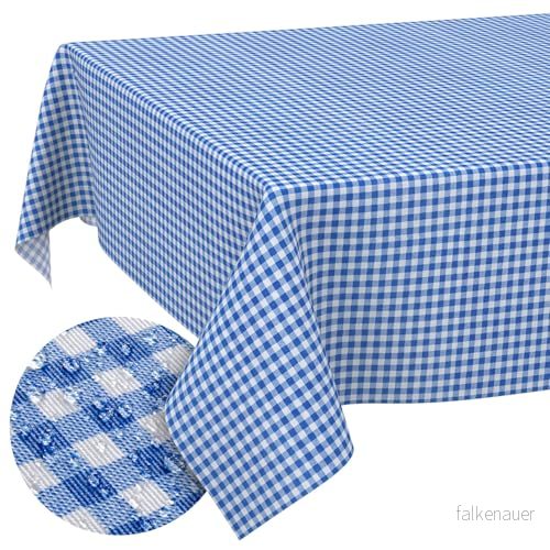 bordsduk av tyg tvÀttbar bordslinne bomull polyester Vichy Blue 100 x 140 cm inom /utomhusduk 4059064873200