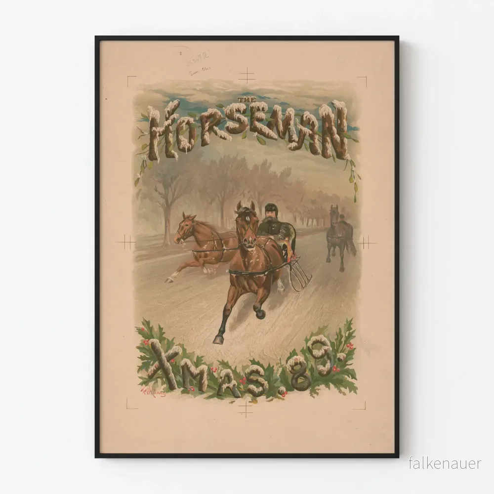 Vintageposter "The Horseman for Xmas 89" för väggdekoration